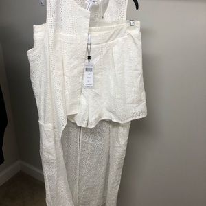 BCBG eyelet shorts and duster, optic white.